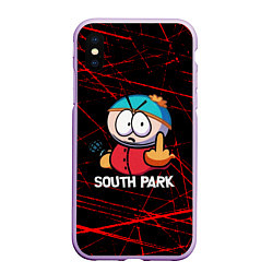 Чехол iPhone XS Max матовый Мультфильм Южный парк Эрик South Park, цвет: 3D-сиреневый