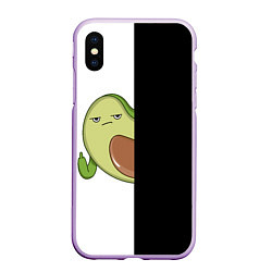 Чехол iPhone XS Max матовый Злой авокадик, цвет: 3D-сиреневый