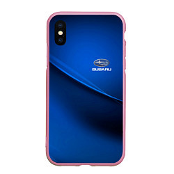 Чехол iPhone XS Max матовый Subaru sport, цвет: 3D-розовый