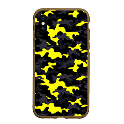 Чехол iPhone XS Max матовый Black Camo, цвет: 3D-коричневый