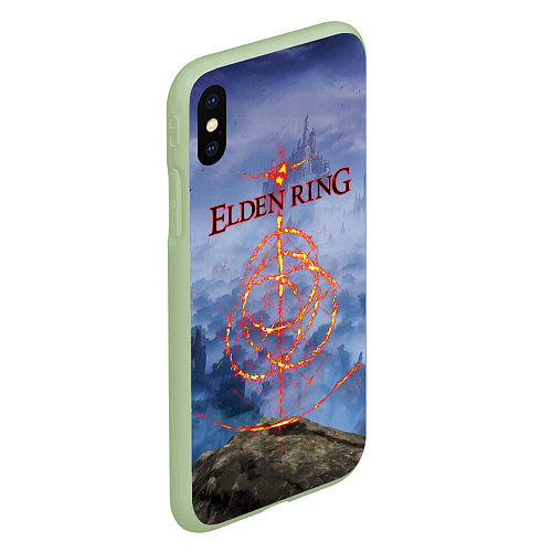 Чехол iPhone XS Max матовый Elden Ring, Logo / 3D-Салатовый – фото 2