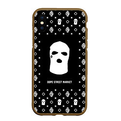 Чехол iPhone XS Max матовый Узор Black Ski Mask Dope Street Market, цвет: 3D-коричневый