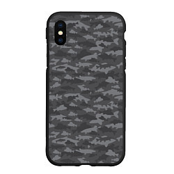 Чехол iPhone XS Max матовый Тёмно-Серый Камуфляж Рыбака
