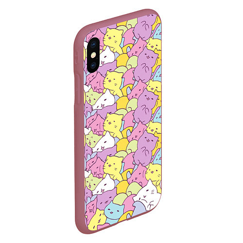 Чехол iPhone XS Max матовый Cute pattern of seals / 3D-Малиновый – фото 2