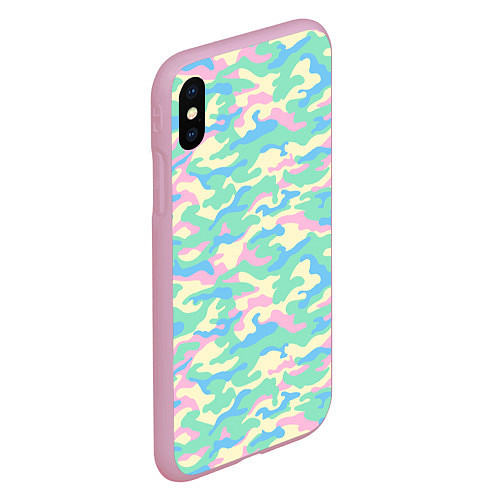 Чехол iPhone XS Max матовый Камуфляж пастельные цвета / 3D-Розовый – фото 2