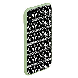 Чехол iPhone XS Max матовый Черно-белые Жирафы, цвет: 3D-салатовый — фото 2