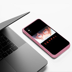 Чехол iPhone XS Max матовый Senpai art, цвет: 3D-малиновый — фото 2