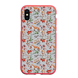 Чехол iPhone XS Max матовый Лисы и лесные ягоды