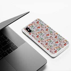 Чехол iPhone XS Max матовый Лисы и лесные ягоды, цвет: 3D-белый — фото 2