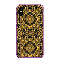 Чехол iPhone XS Max матовый Классический узор золотой, цвет: 3D-фиолетовый