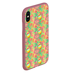 Чехол iPhone XS Max матовый Магические Грибы Психоделика, цвет: 3D-малиновый — фото 2