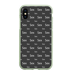 Чехол iPhone XS Max матовый SEX-СЕКС-SEX, цвет: 3D-салатовый