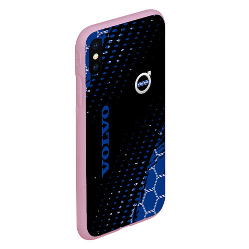 Чехол iPhone XS Max матовый Volvo - Вольво Sport соты / 3D-Розовый – фото 2