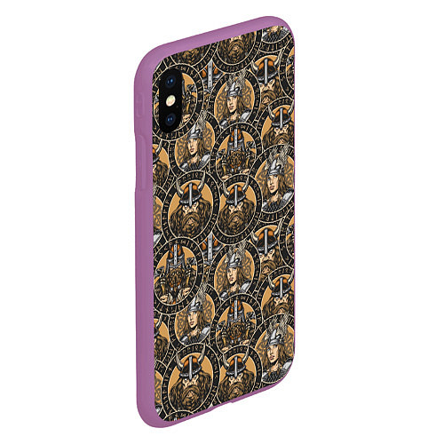 Чехол iPhone XS Max матовый Викинги Варяги / 3D-Фиолетовый – фото 2