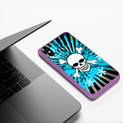 Чехол iPhone XS Max матовый Neon Skull, цвет: 3D-фиолетовый — фото 2