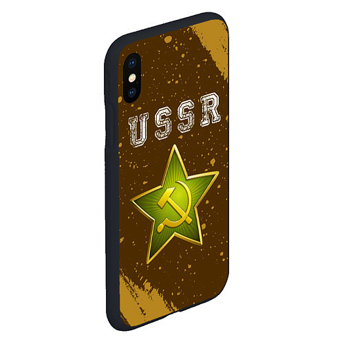 Чехол iPhone XS Max матовый USSR - ЗВЕЗДА - Краска / 3D-Черный – фото 2