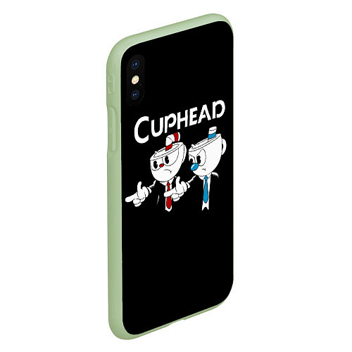 Чехол iPhone XS Max матовый Cuphead грозные ребята из Криминального чтива / 3D-Салатовый – фото 2