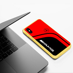 Чехол iPhone XS Max матовый AMG MERCEDES RED, цвет: 3D-желтый — фото 2