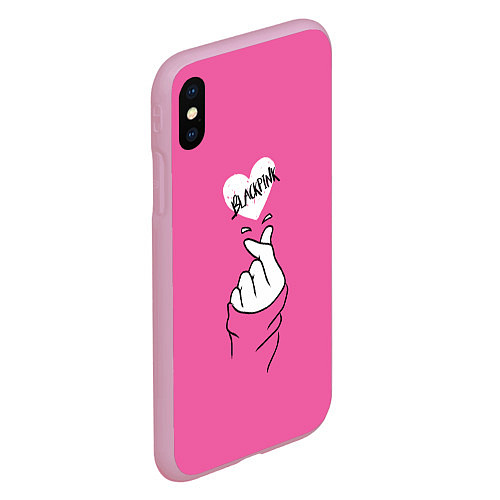 Чехол iPhone XS Max матовый BLACKPINK СЕРДЦЕ / 3D-Розовый – фото 2