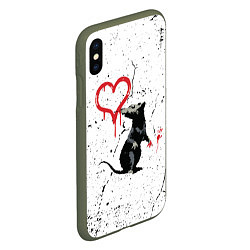 Чехол iPhone XS Max матовый BANKSY БЭНКСИ крыса, цвет: 3D-темно-зеленый — фото 2