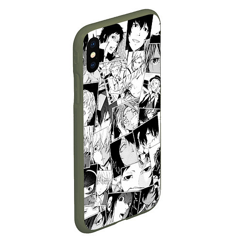 Чехол iPhone XS Max матовый Bungo Stray Dogs pattern / 3D-Темно-зеленый – фото 2