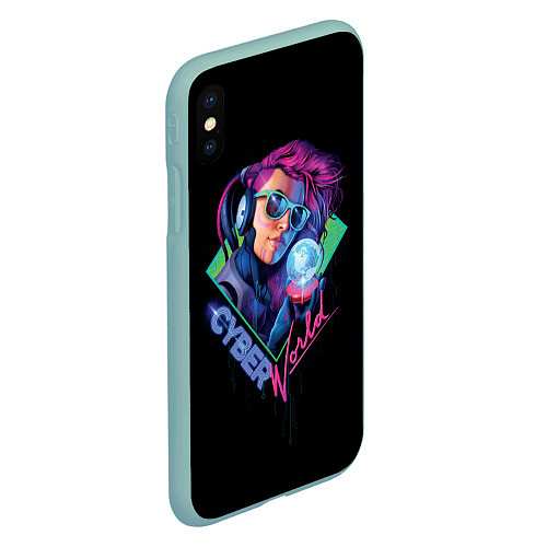 Чехол iPhone XS Max матовый Cyber World / 3D-Мятный – фото 2