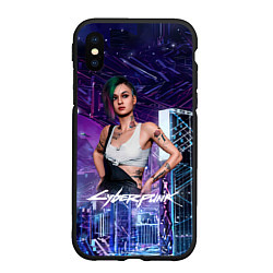 Чехол iPhone XS Max матовый Judy Cyberpunk2077 Джуди, цвет: 3D-черный