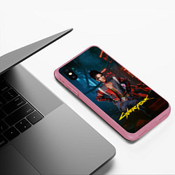 Чехол iPhone XS Max матовый Panam Cyberpunk2077 Панам, цвет: 3D-малиновый — фото 2