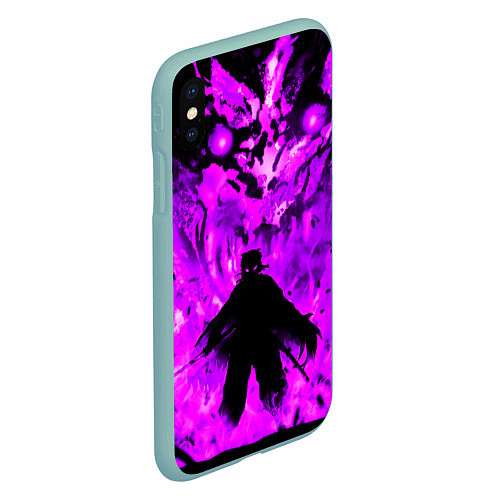 Чехол iPhone XS Max матовый РЕНГОКУ НЕОНОВЫЙ ОГОНЬ PURPLE / 3D-Мятный – фото 2