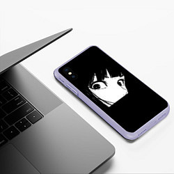 Чехол iPhone XS Max матовый Аниме Персонаж Взгляд, цвет: 3D-светло-сиреневый — фото 2
