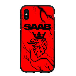 Чехол iPhone XS Max матовый SAAB - Молнии, цвет: 3D-черный