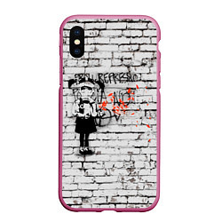 Чехол iPhone XS Max матовый Banksy Девочка в Противогазе Бэнкси