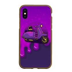 Чехол iPhone XS Max матовый Фиолетовый мопед, цвет: 3D-коричневый