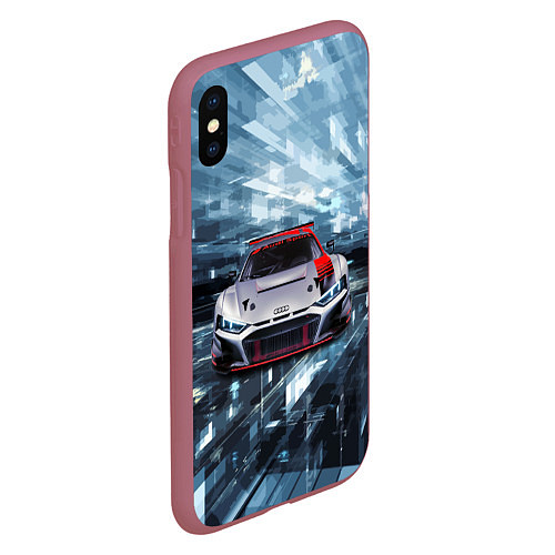 Чехол iPhone XS Max матовый Audi Motorsport Racing team / 3D-Малиновый – фото 2