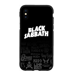 Чехол iPhone XS Max матовый Black Sabbath логотипы рок групп, цвет: 3D-черный