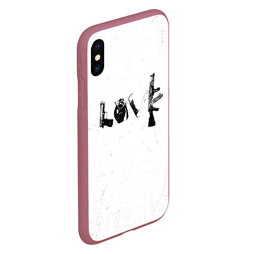 Чехол iPhone XS Max матовый Banksy Бэнкси LOVE / 3D-Малиновый – фото 2