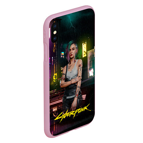 Чехол iPhone XS Max матовый Judy cyberpunk2077 / 3D-Розовый – фото 2