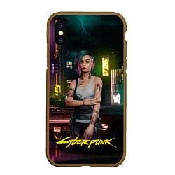 Чехол iPhone XS Max матовый Judy cyberpunk2077, цвет: 3D-коричневый