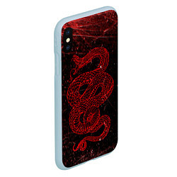 Чехол iPhone XS Max матовый Красная Змея Red Snake Глитч, цвет: 3D-голубой — фото 2