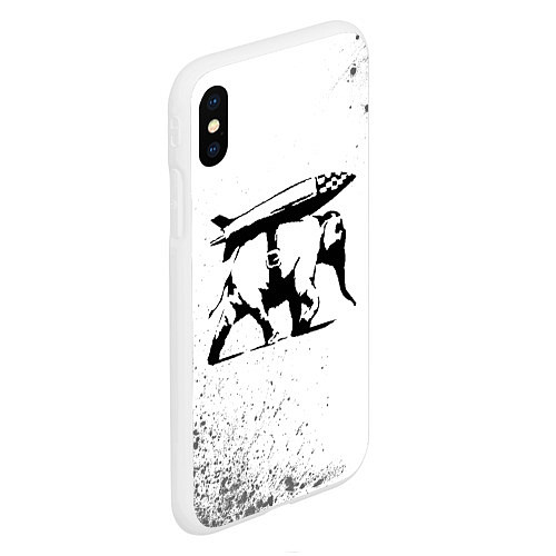 Чехол iPhone XS Max матовый BANKSY - СЛОН Краска / 3D-Белый – фото 2