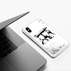 Чехол iPhone XS Max матовый BANKSY - СЛОН Краска, цвет: 3D-белый — фото 2