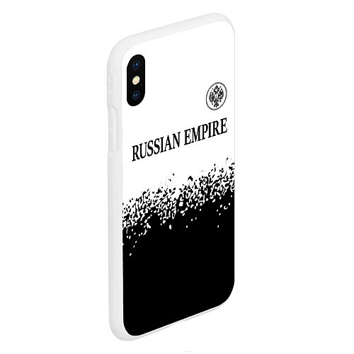 Чехол iPhone XS Max матовый RUSSIAN EMPIRE - ГЕРБ Спрей / 3D-Белый – фото 2