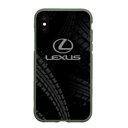 Чехол iPhone XS Max матовый Lexus следы шин
