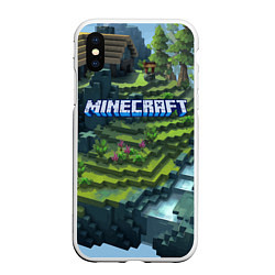 Чехол iPhone XS Max матовый Minecraft Video game Landscape, цвет: 3D-белый