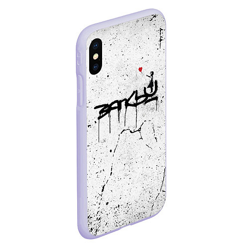 Чехол iPhone XS Max матовый BANKSY БЭНКСИ автограф девочка с шариком / 3D-Светло-сиреневый – фото 2