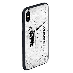 Чехол iPhone XS Max матовый BANKSY БЭНКСИ мальчик с оружием, цвет: 3D-черный — фото 2