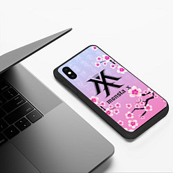 Чехол iPhone XS Max матовый MONSTA X САКУРА ЦВЕТЫ, цвет: 3D-черный — фото 2