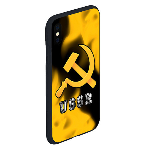 Чехол iPhone XS Max матовый USSR - СЕРП И МОЛОТ Пламя / 3D-Черный – фото 2
