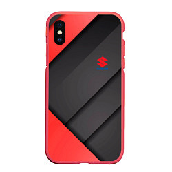 Чехол iPhone XS Max матовый SUZUKI abstraction, цвет: 3D-красный
