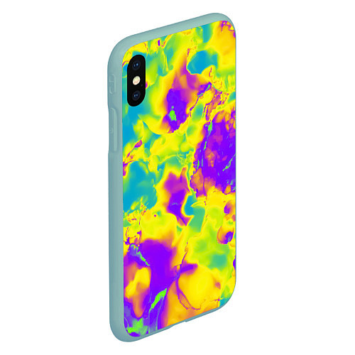 Чехол iPhone XS Max матовый Яркие неоновые краски / 3D-Мятный – фото 2